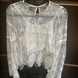 Show Me Your Mumu boho long sleeve crochet top